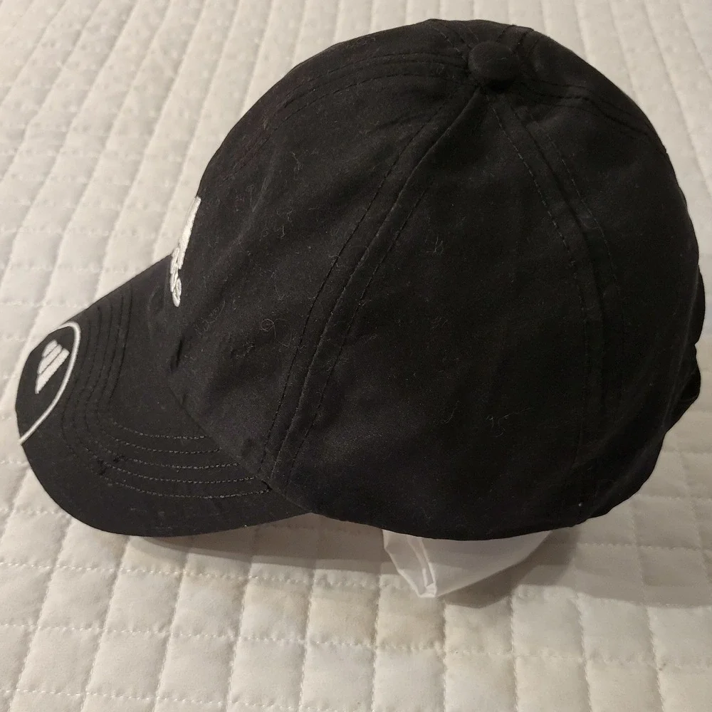 Adidas Climalite Black Baseball Cap White Logo Hook & Loop Adjustable Sporty Hat